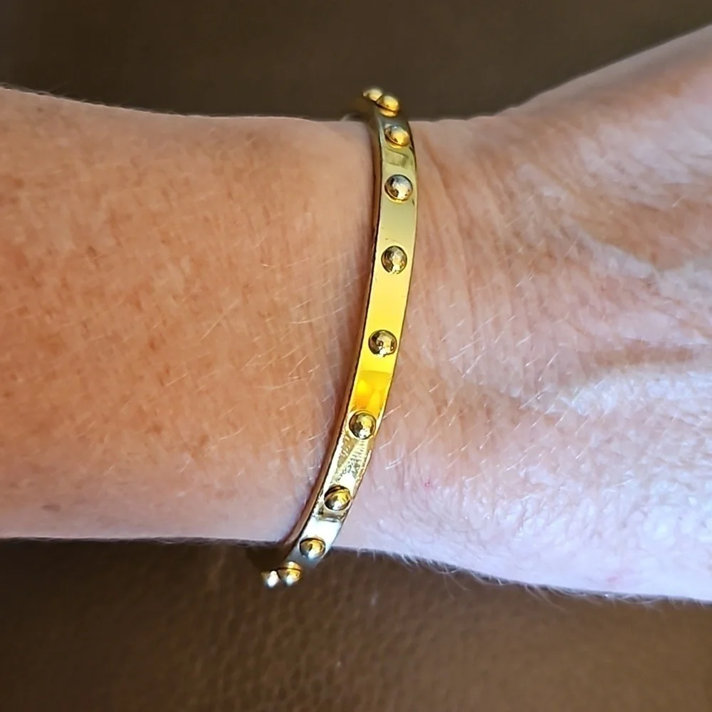 KATE SPADE Studded Goldtone Slim Stackable Bangle Bracelet